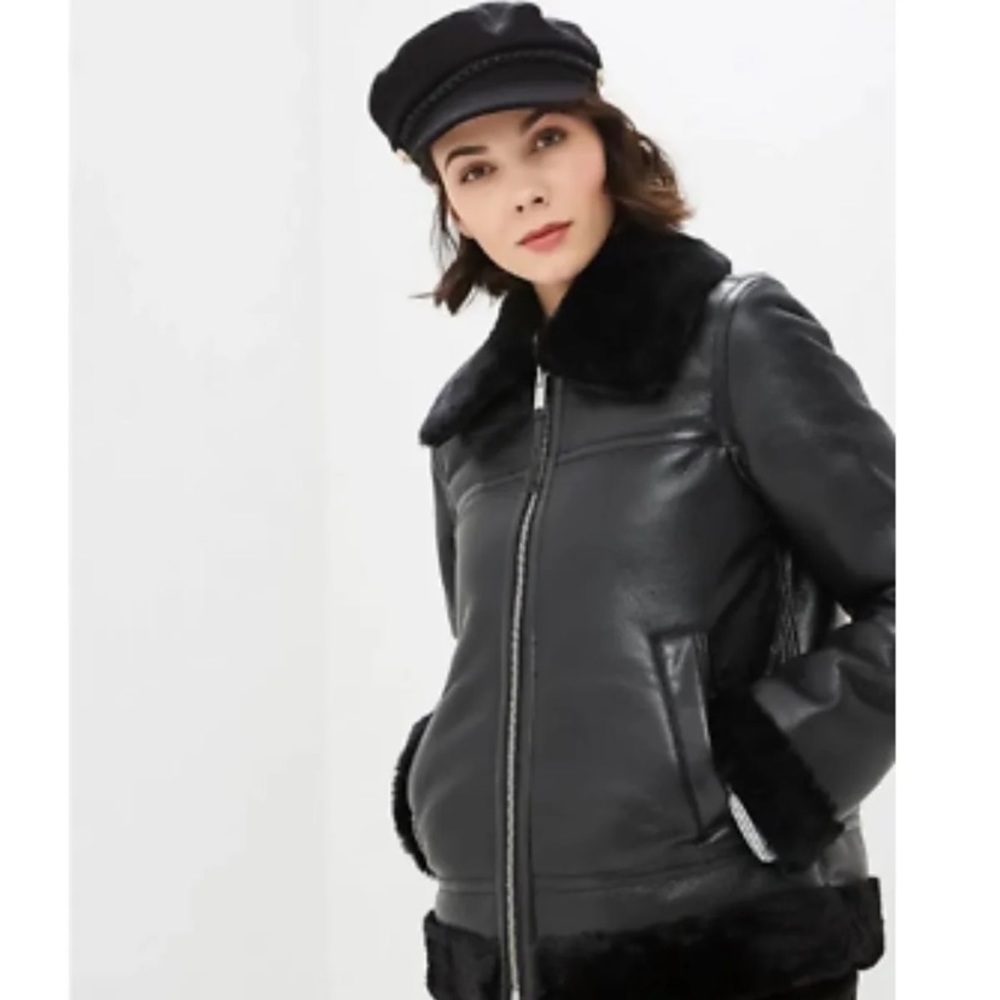 Gap Faux Fur Trimmed Moto Jacket